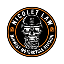 Nicolet Law Midwest Motorcycle Lawyers skull logo